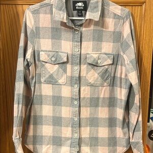 Roots Gray and Pink Checkered Shirt